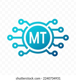 Vector illustration of Mozambican Metical digital currency icon in blue color and transparent background (PNG).