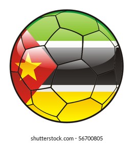 vector illustration of Mozambique flag on soccer ball