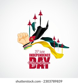 Vector illustration of Mozambique Independence Day social media story feed mockup template