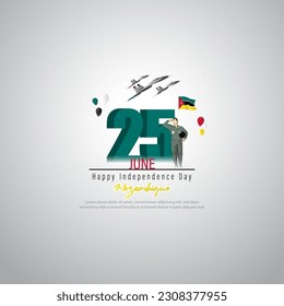 Vector illustration of Mozambique Independence Day social media story feed mockup template