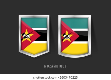 Vector Illustration of Mozambique Label Logo Mozambique Badge Sign With Flag in Badges set