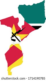vector illustration of Mozambique map with flag