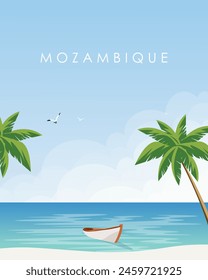 Vector illustration. Mozambique. Poster design, banner, postcard, cover, packaging design. Poster on the wall. Modern design. Tourism.