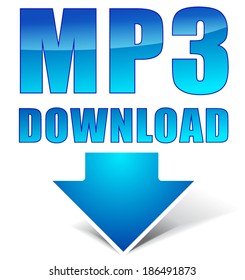 Vector illustration of mp3 download icon on white background