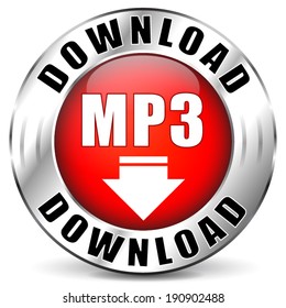 Vector Illustration Of Mp3 Download Red Icon