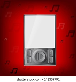 Vector illustration, MP3 player on a red background