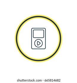 Vector Illustration Of Mp3 Player Outline. Beautiful Gadget Element Also Can Be Used As Media Controller Element.