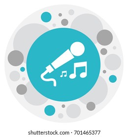 Vector Illustration Of Mp3 Symbol On Microphone Icon. Premium Quality Isolated Karaoke Element In Trendy Flat Style.
