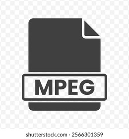 Vector illustration of MPEG file in dark color and transparent background(PNG).