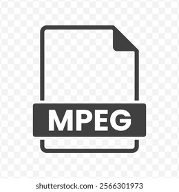 Vector illustration of MPEG file in dark color and transparent background(PNG).