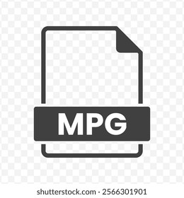 Vector illustration of MPG file in dark color and transparent background(PNG).