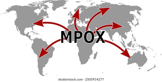 Vector illustration of MPOX diseases spreading from Africa to whole world