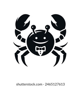 Vector Illustration of Mr Crab Silhouette Marine Life Clipart for Coastal Designs and Seafood Themes