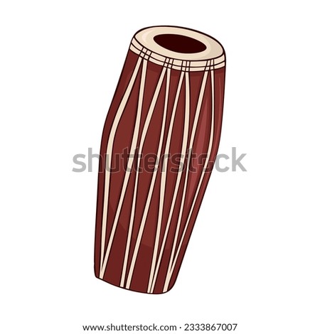 Vector illustration of mrdanga indian two-sided drum khol played with palms and fingers of both hands.