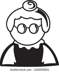 Vector illustration of a Mrs. Claus icon or symbol