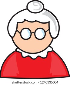 Vector illustration of a Mrs. Claus icon or symbol