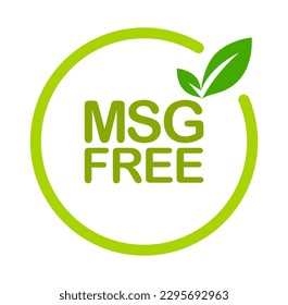 Vector illustration of MSG free. Monosodium glutamate no added food package icon on white background.