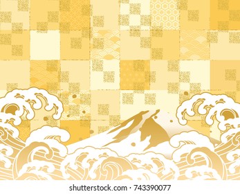 Vector illustration of Mt. Fuji with birds above