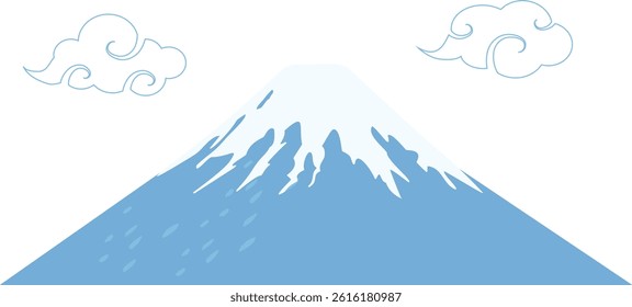 Vector illustration of Mt. Fuji and clouds in Japan