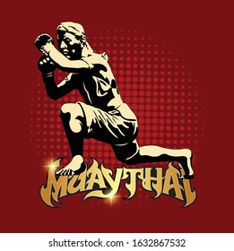Vector Illustration of Muay Thai (Thai Boxing) Banner, Martial arts of Thailand background