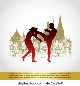 Vector Illustration of Muay Thai (Thai Boxing) Banner