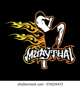 Vector Illustration of Muay Thai (Thai Boxing) Banner, Martial arts of Thailand background