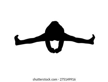 Vector illustration of a muay Thai fighter stretching, silhouette