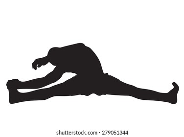 Vector illustration of a muay thai fighter stretching, silhouette