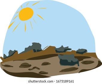 Vector Illustration Of Mud, Landscape Background, Slob