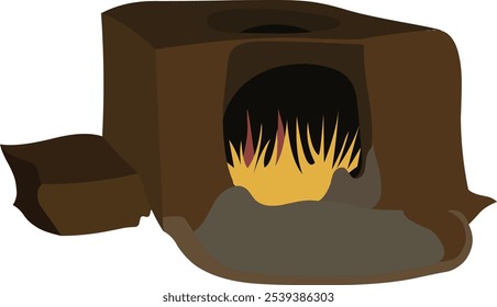 Ilustração vetorial de um fogão a lama isolado sobre fundo branco 