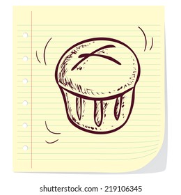 Vector illustration of muffin in doodle style