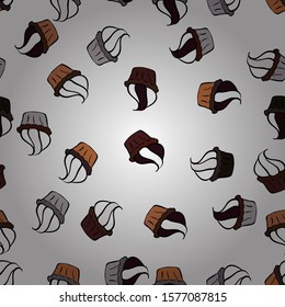 Vector illustration. Muffin. Happy birthday cupcake background in black, brown and white. Cupcake pattern background. Seamless.Cupcake vector pattern.