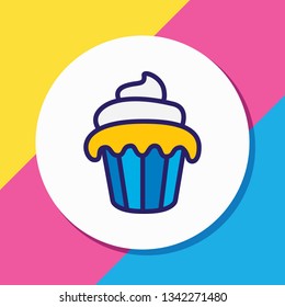 Vector illustration of muffin icon colored line. Beautiful banquet element also can be used as cupcake icon element.