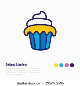 Vector illustration of muffin icon colored line. Beautiful feast element also can be used as cupcake icon element.