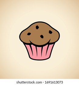 Vector Illustration of Muffin Icon isolated on a Beige Background