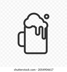 Vector Illustration Of Mug Beer Icon In Dark Color And Transparent Background(png).