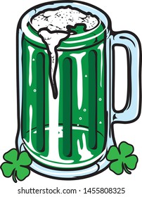 Vector illustration of a mug of green beer icon or symbol