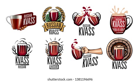 Vector illustration of a mug with Russian kvass. Isolated on white background