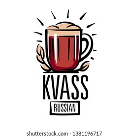 Vector illustration of a mug with Russian kvass. Isolated on white background