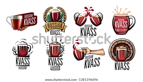 Vector illustration of a mug with Russian kvass. Isolated on white background