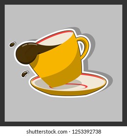 Vector illustration of a mug with tea or coffee. Flat vector illustration on isolated background.