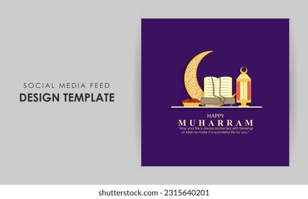 Vector illustration of Muharram social media story feed mockup template