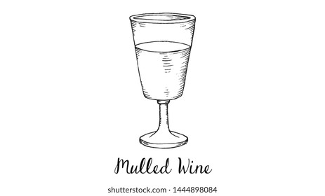 Vector Illustration of Mulled Wine Glass Sketch Style