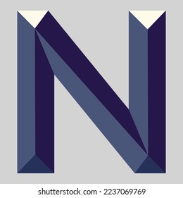 Vector illustration of multicolor 3d letter N. Isometric embossed alphabet n design.