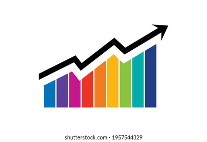 A vector Illustration of Multicolor Bar with Rising Up Arrow