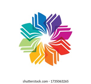 A vector illustration of Multicolor book circle in harmony logo