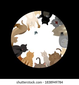 Vector illustration multicolor cats in a circle