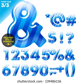 Vector illustration of Multicolor children's candy alphabet. Blue edition