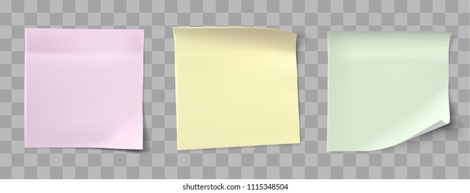 Vector illustration of multicolor post it notes isolated on transparent background