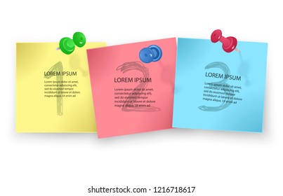 Vector illustration of multicolor post notes isolated on white background, to do list with important things vector illustration